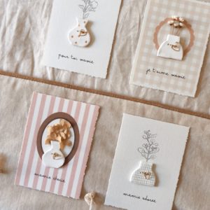 Petite carte fleurie "à carreaux" mamie adorée