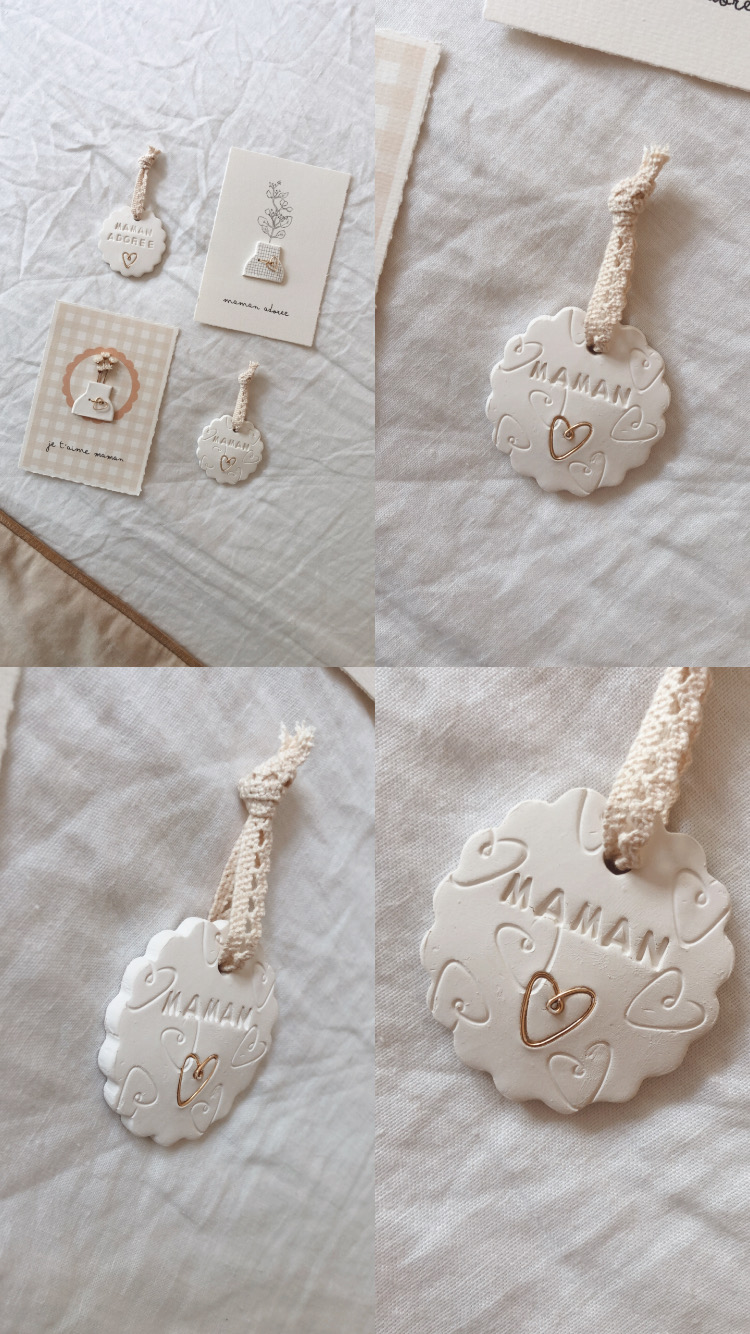 Au reve eveille – medaillon ceramique – maman coeur – creations decoratives Au reve eveille – medaillon ceramique – maman coeur – creations decoratives