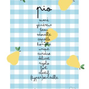 Affiche A4 affirmations positives vichy bleu et poires